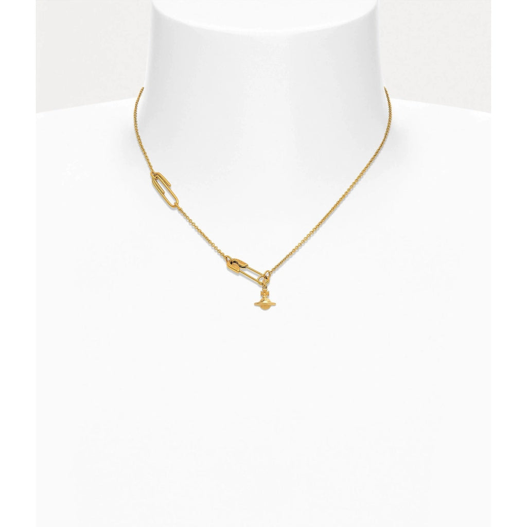 Vivienne Westwood Style 3D Orb Safety Pin Necklace