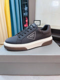 Prada Men's Triangle Patch Low-Top Sneakers - Leather Lining