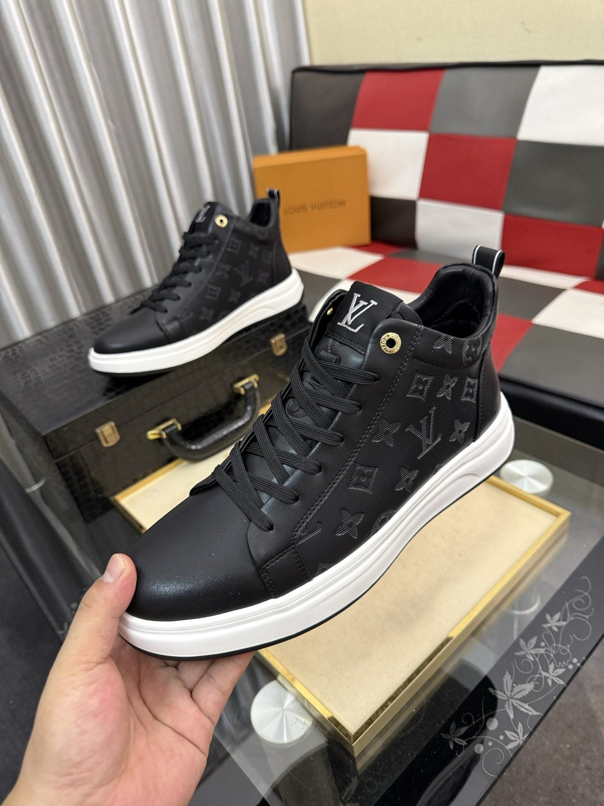 Louis Vuitton Embossed High-Top Sneakers